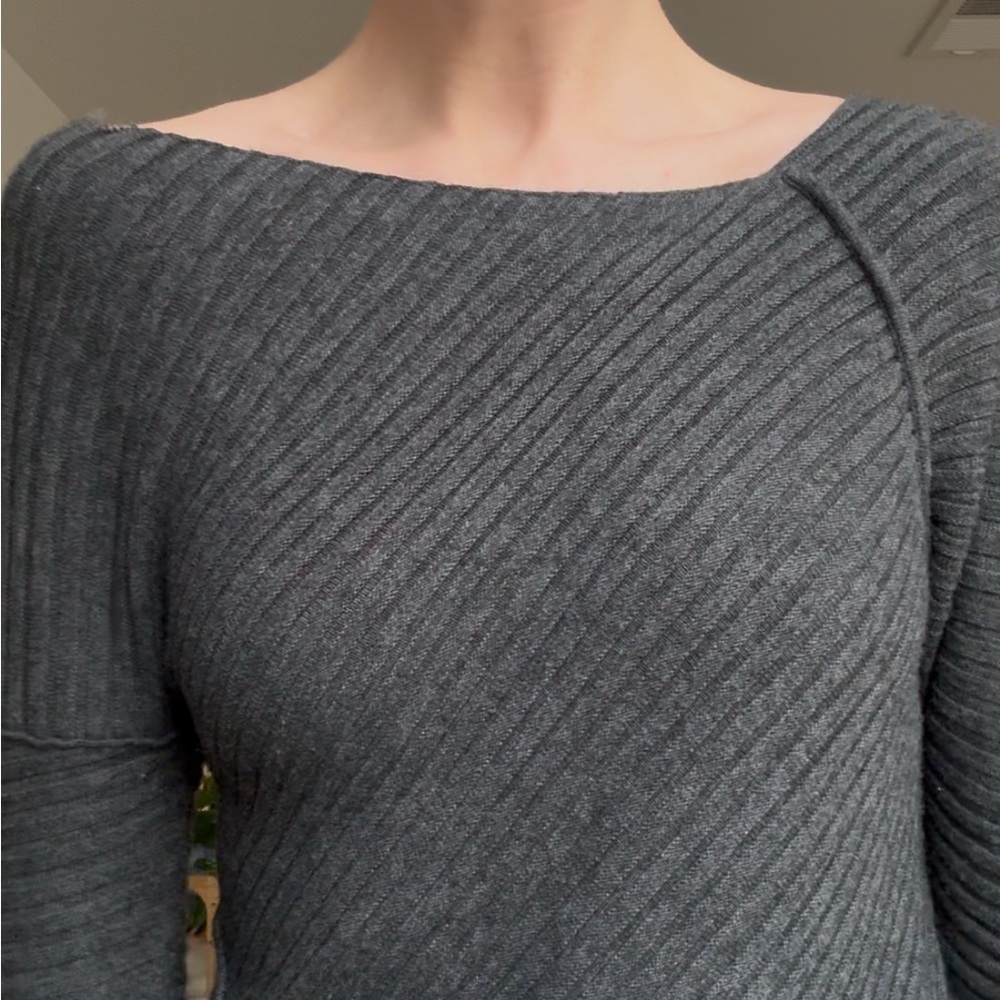 Free People | Asymmetric Off-the-Shoulder Wool Sweater | Grey